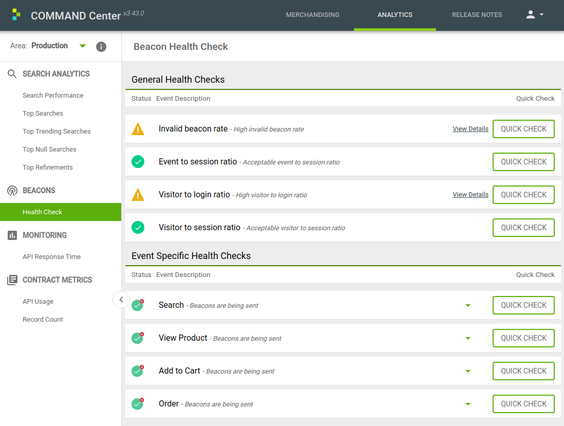 comand center beacon health check